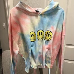 Tie-Dye Hoodie with Smiley Faces 3X - Like New